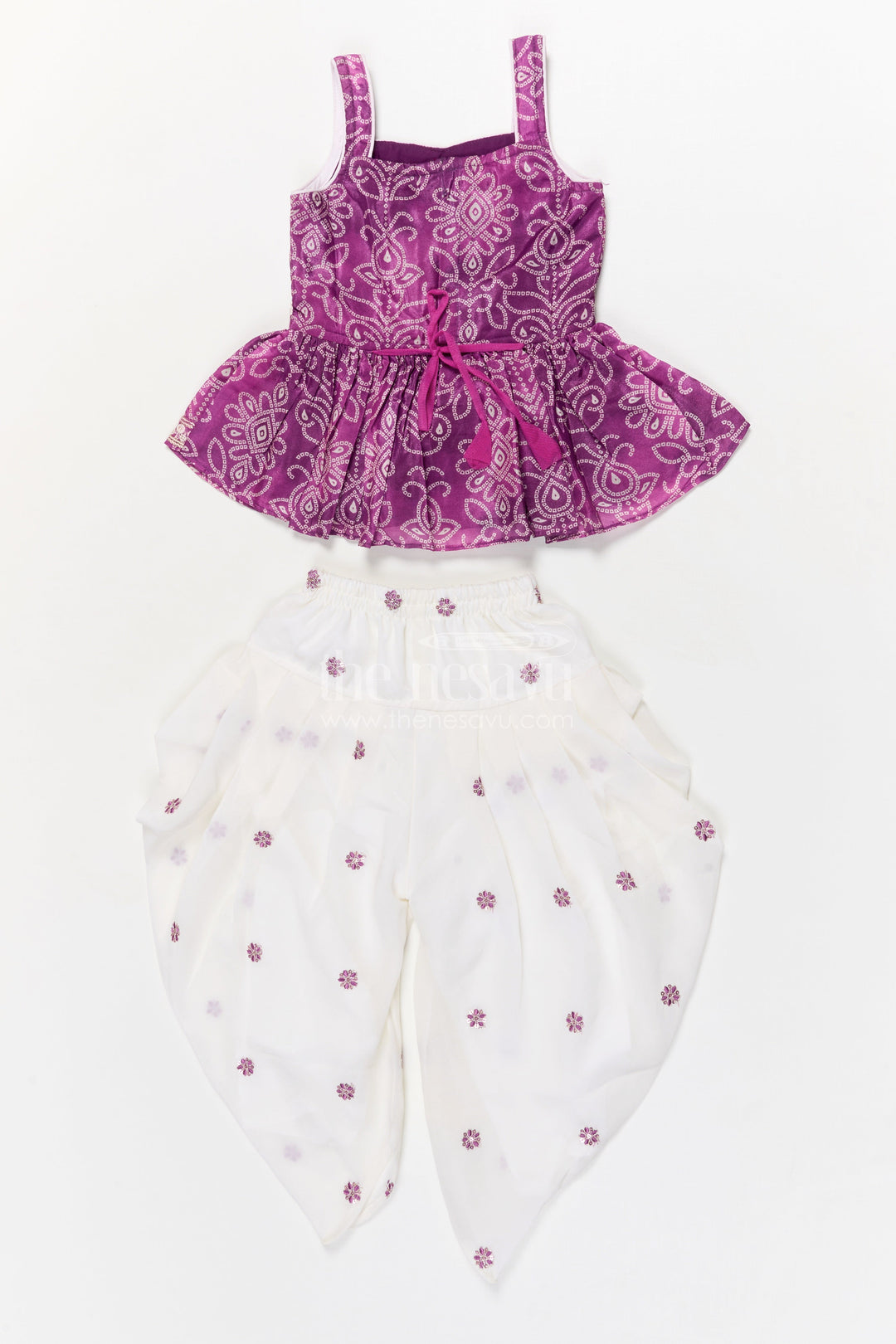 The Nesavu Girls Dothi Sets Girls Dhoti Set for Festive Wear and Traditional Functions Nesavu Nesavu girls dhoti set with sequin embroidery and dupatta for festive and traditional occasions