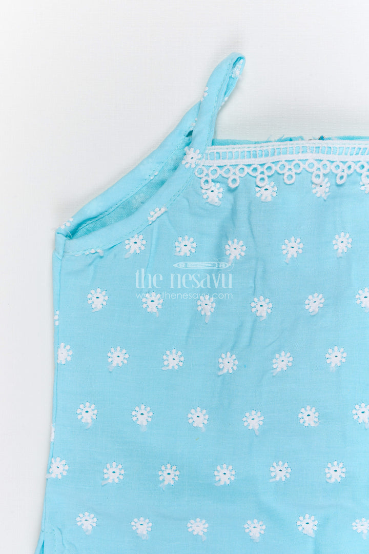 The Nesavu Girls Dothi Sets Girls Dhoti Set for School Ethnic Day and Festivals Nesavu Nesavu girls cotton dhoti set with thread embroidery for school ethnic day