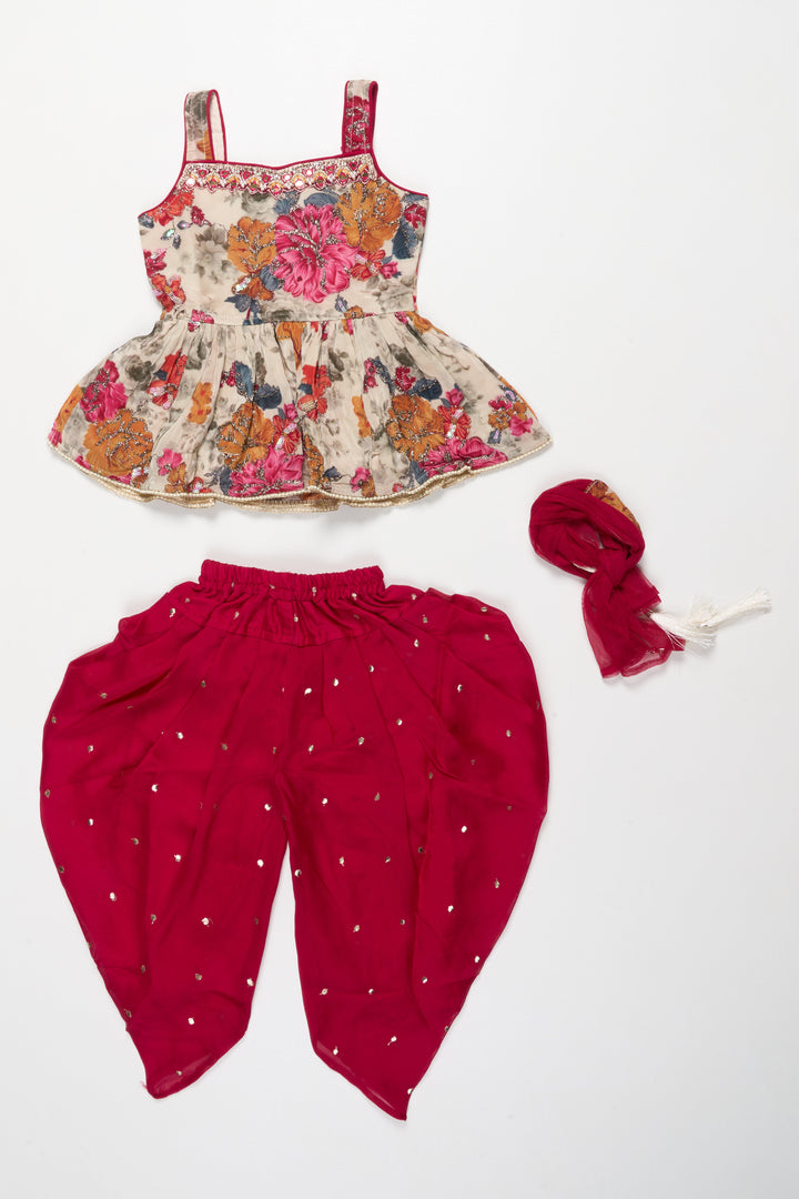 The Nesavu Girls Dothi Sets Girls Dhoti Set for Temple Visits and Festive Family Events Nesavu Nesavu girls floral printed dhoti set georgette festive events traditional functions