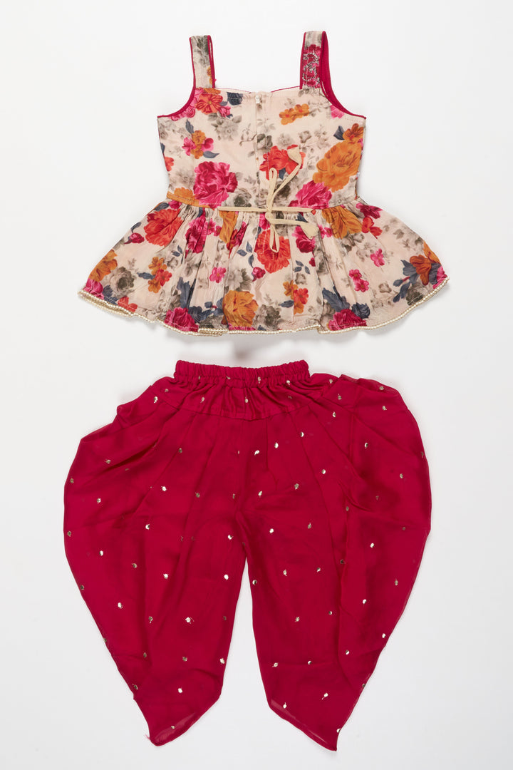 The Nesavu Girls Dothi Sets Girls Dhoti Set for Temple Visits and Festive Family Events Nesavu Nesavu girls floral printed dhoti set georgette festive events traditional functions