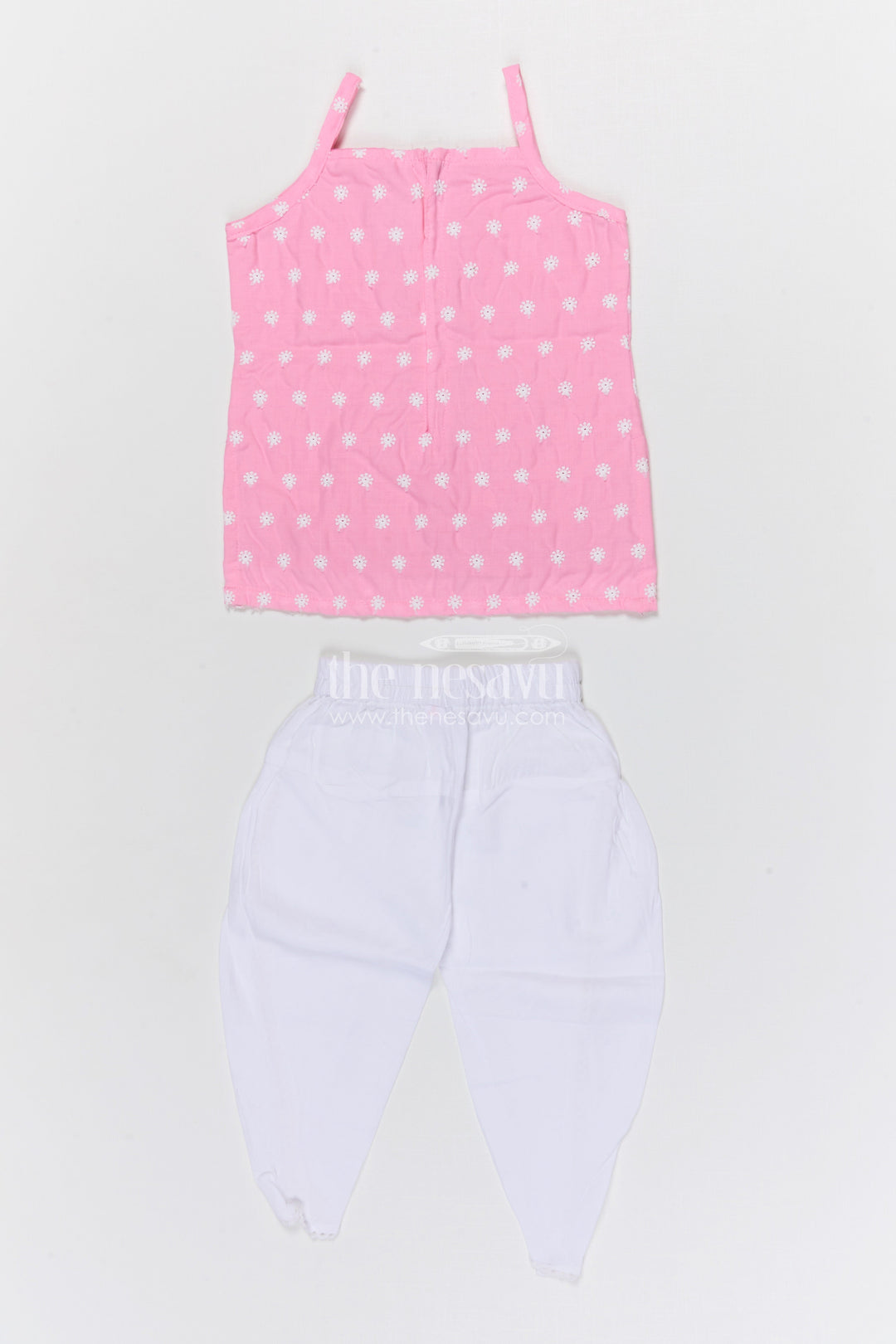 The Nesavu Girls Dothi Sets Girls Dhoti Set for Traditional Celebrations and Festive Wear Nesavu Nesavu girls cotton dhoti set with embroidered top for festive celebrations