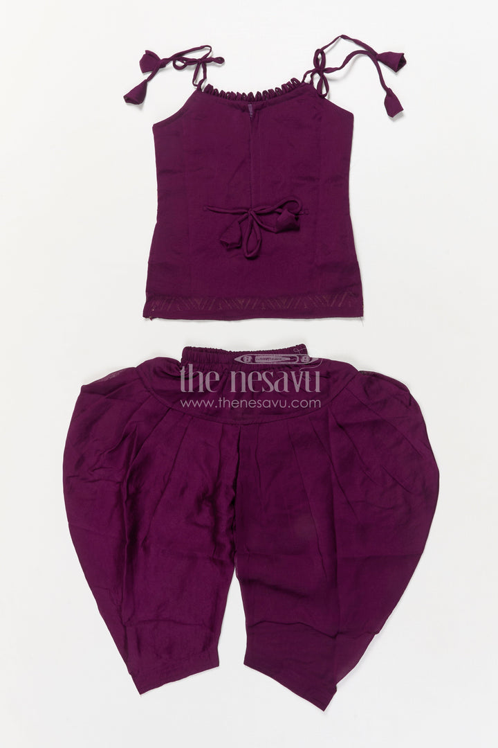 The Nesavu Girls Dothi Sets Girls Dhoti Set with Embroidered Blouse and Dupatta for Festive Functions Nesavu Nesavu girls embroidered dhoti set with designer yoke and dupatta for festive occasions