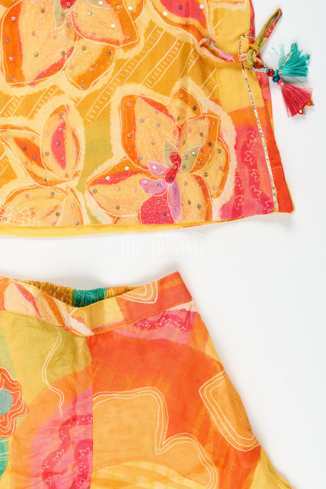 The Nesavu Girls Sharara / Plazo Set Girls Digital Print Sharara Set for Festive Wear and Stage Performances Nesavu Nesavu girls muslin silk sharara set digital prints  perfect festive functions performances