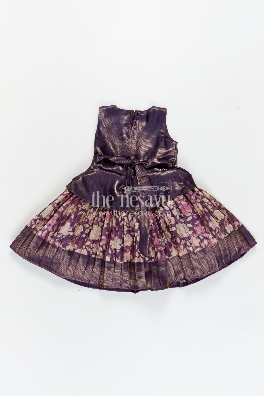 The Nesavu Silk Frock Girls Digital Printed Banarasi Jacquard Silk Frock with Peplum Waist in Simple Silk Frock Design Nesavu Nesavu Girls Banarasi Jacquard Silk Frock Peplum Floral Skirt Simple Silk Frock Design