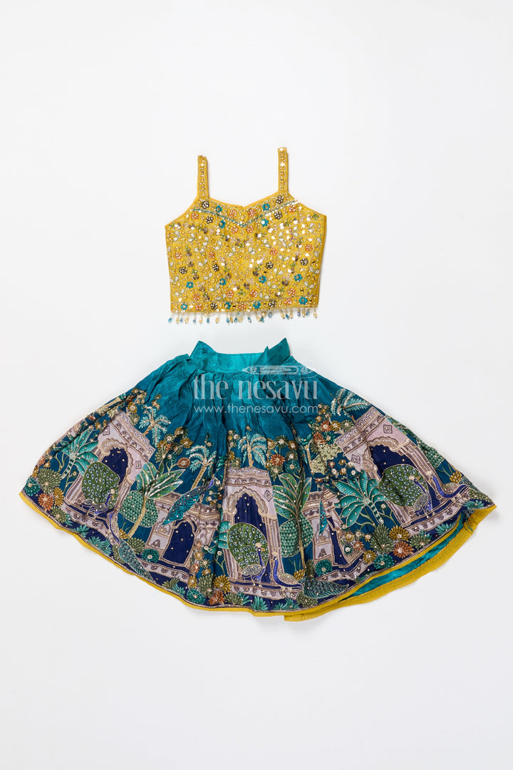 The Nesavu Girls Lehenga Choli Girls Digital Printed Lehenga Choli for Weddings and Family Celebrations Nesavu Nesavu digital printed lehenga choli girls viscose silk perfect weddings ethnic functions