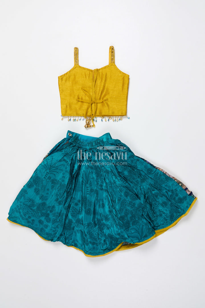 The Nesavu Girls Lehenga Choli Girls Digital Printed Lehenga Choli for Weddings and Family Celebrations Nesavu Nesavu digital printed lehenga choli girls viscose silk perfect weddings ethnic functions