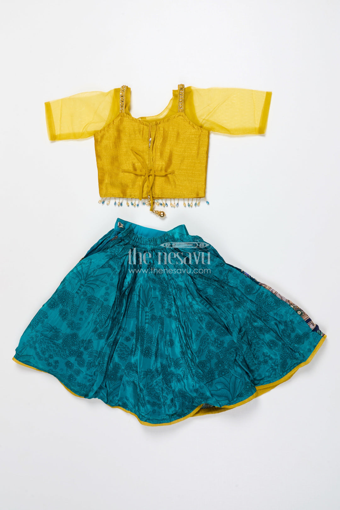 The Nesavu Girls Lehenga Choli Girls Digital Printed Lehenga Choli for Weddings and Family Celebrations Nesavu Nesavu digital printed lehenga choli girls viscose silk perfect weddings ethnic functions