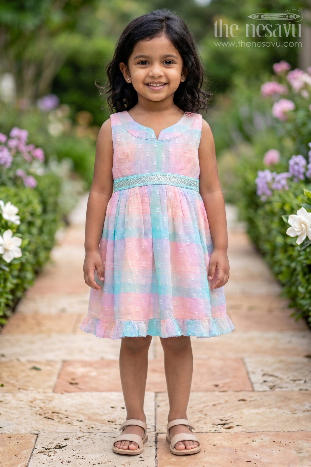 The Nesavu Girls Cotton Frock Girls Dobby Frock for Festive Outings and Birthday Celebrations Nesavu 14 (6M) / Multicolor / Georgette GFC2267A-14 Nesavu Girls Dobby Frock For Birthdays And Festive Family Celebrations
