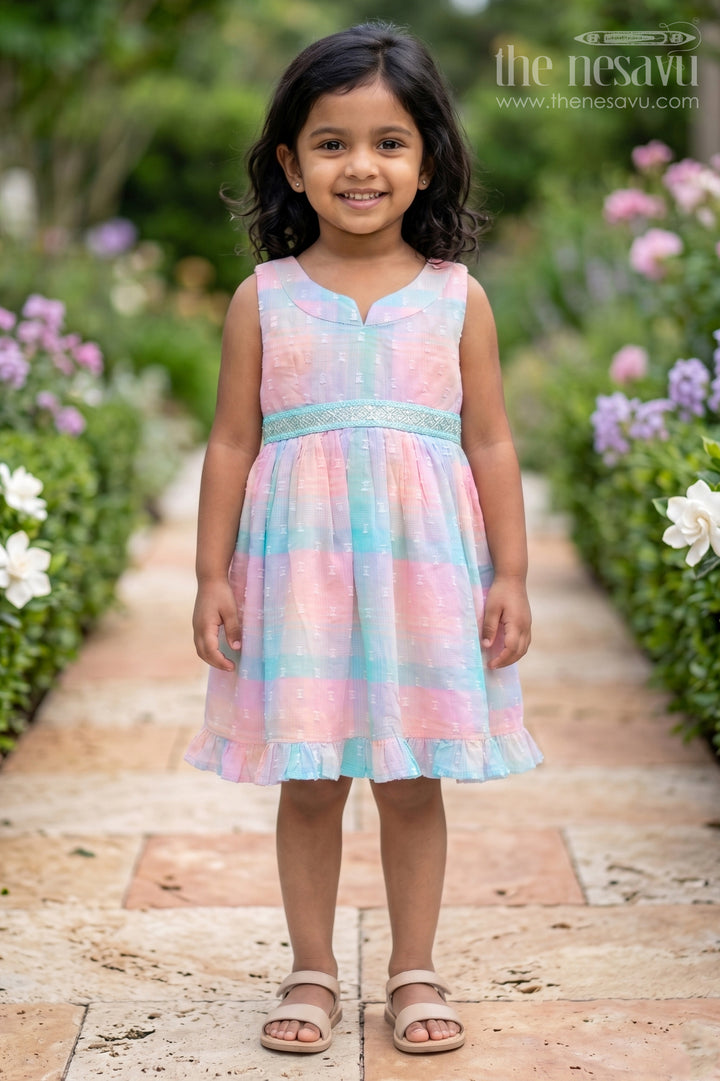 The Nesavu Girls Cotton Frock Girls Dobby Frock for Festive Outings and Birthday Celebrations Nesavu 14 (6M) / Multicolor / Georgette GFC2267A-14 Nesavu Girls Dobby Frock For Birthdays And Festive Family Celebrations
