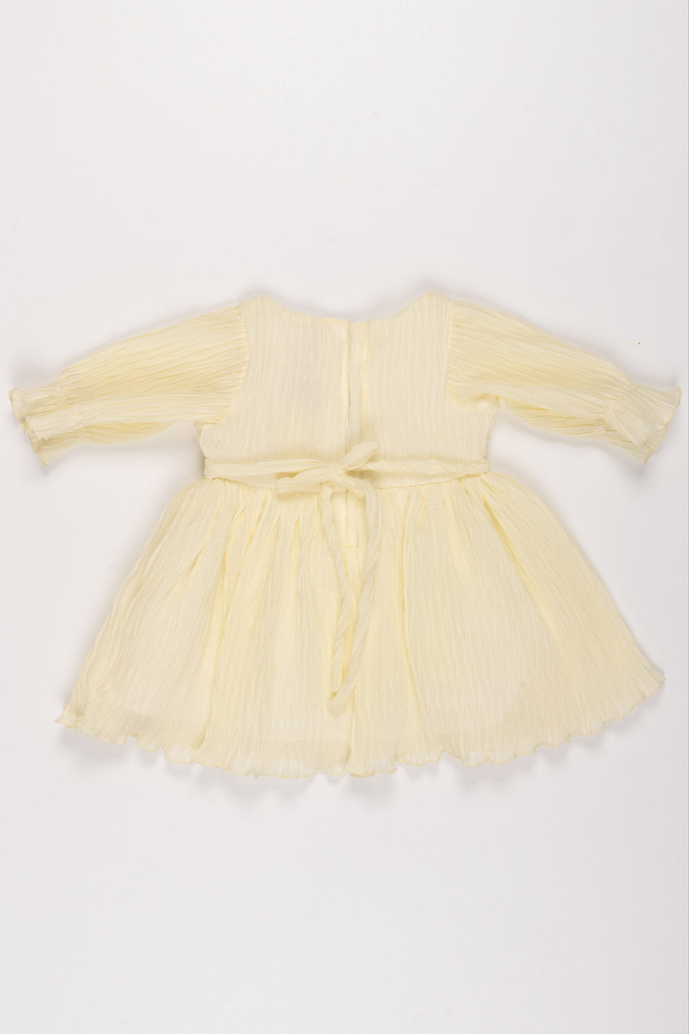 The Nesavu Baby Fancy Frock Girls Elegant Cream Pleated Tulle Dress with Floral Accent - Perfect for Special Occasions Nesavu Girls' Cream Tulle Dress | Elegant Pleated Formal Baby Frocks | The Nesavu