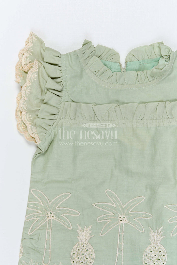 The Nesavu Girls Co-Ord Sets Girls Embroidered Beach Co Ord Set for Vacation Wear Nesavu Nesavu Girls Embroidered Vacation Co Ord Set With Tropical Thread Work For Summer Outings