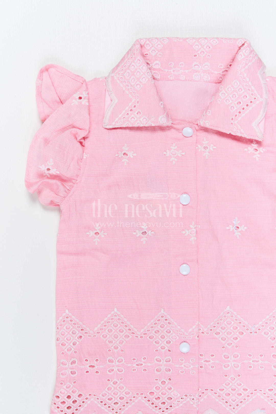 The Nesavu Girls Co-Ord Sets Girls Embroidered Co Ord Outfit for Festive Family Gatherings Nesavu Nesavu Girls Embroidered Hakoba Co Ord Outfit With Puff Sleeves For Festive Celebrations