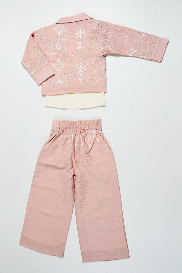 The Nesavu Girls Co-Ord Sets Girls Embroidered Co-Ord Set for Festive and Family Occasions Nesavu Nesavu girls embroidered co-ord set rayon cotton school events festive functions