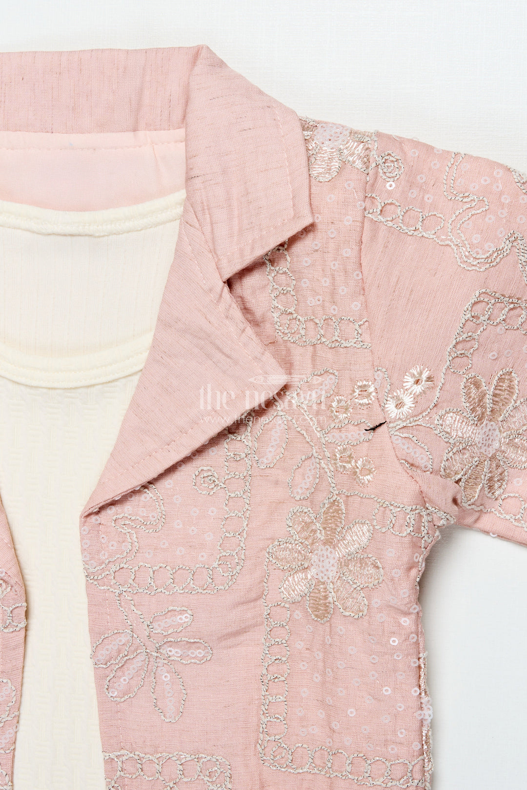 The Nesavu Girls Co-Ord Sets Girls Embroidered Co-Ord Set for Festive and Family Occasions Nesavu Nesavu girls embroidered co-ord set rayon cotton school events festive functions