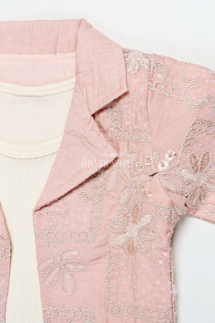 The Nesavu Girls Co-Ord Sets Girls Embroidered Co-Ord Set for Festive and Family Occasions Nesavu Nesavu girls embroidered co-ord set rayon cotton school events festive functions