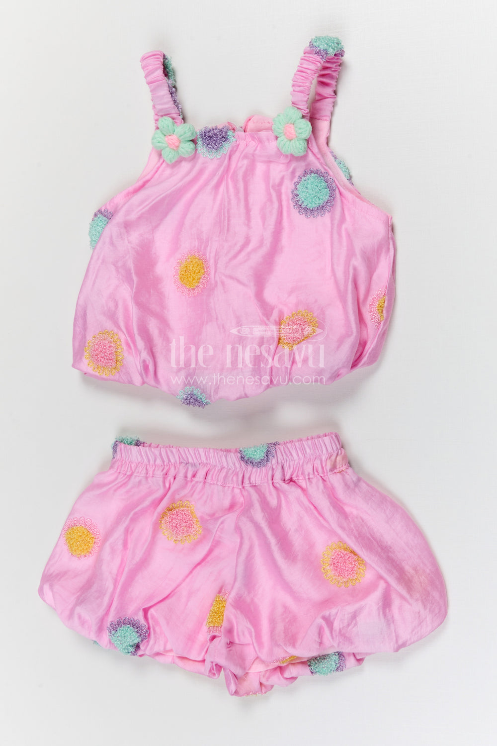 The Nesavu Girls Co-Ord Sets Girls Embroidered Co Ord Set for Summer Outings and Playful Days Nesavu 18 (2Y) / Purple / Cotton GCS030B-18 Nesavu girls cotton blend embroidered co ord set for summer outings and casual play