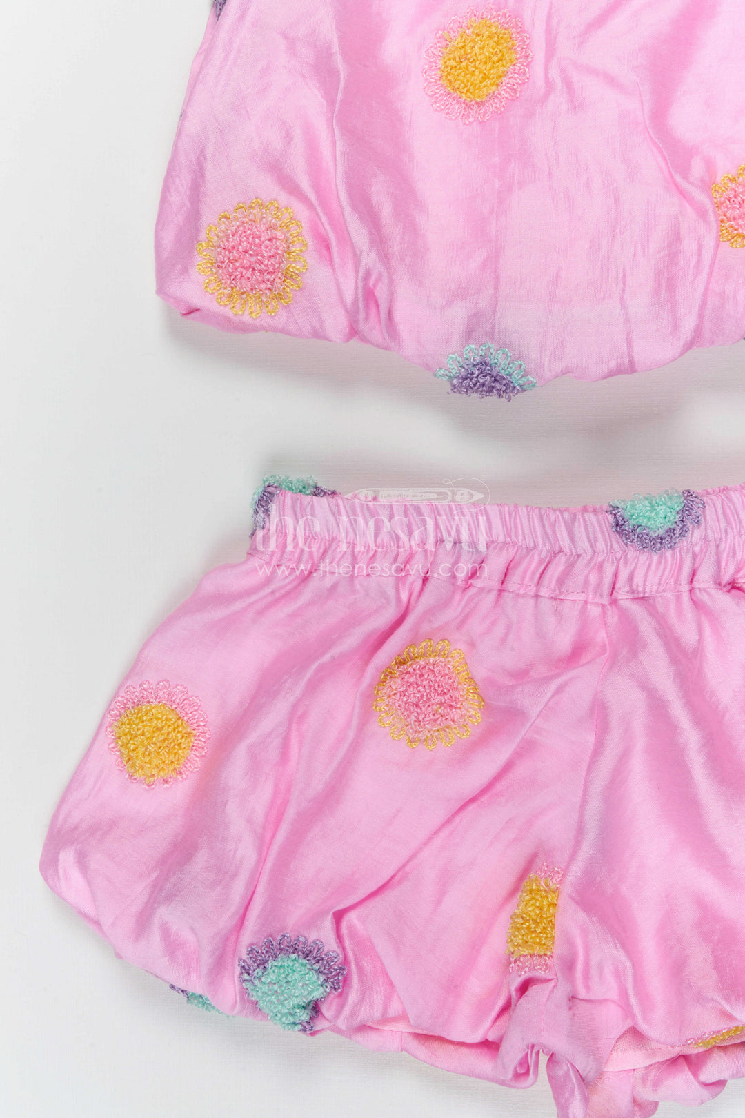 The Nesavu Girls Co-Ord Sets Girls Embroidered Co Ord Set for Summer Outings and Playful Days Nesavu Nesavu girls cotton blend embroidered co ord set for summer outings and casual play