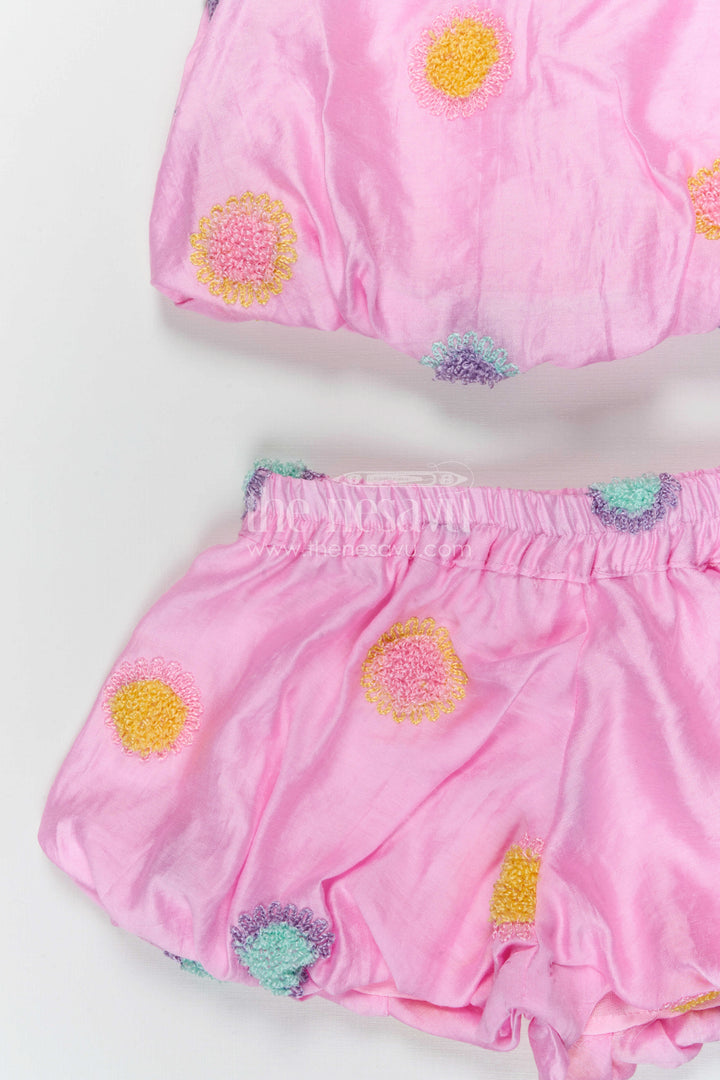 The Nesavu Girls Co-Ord Sets Girls Embroidered Co Ord Set for Summer Outings and Playful Days Nesavu Nesavu girls cotton blend embroidered co ord set for summer outings and casual play