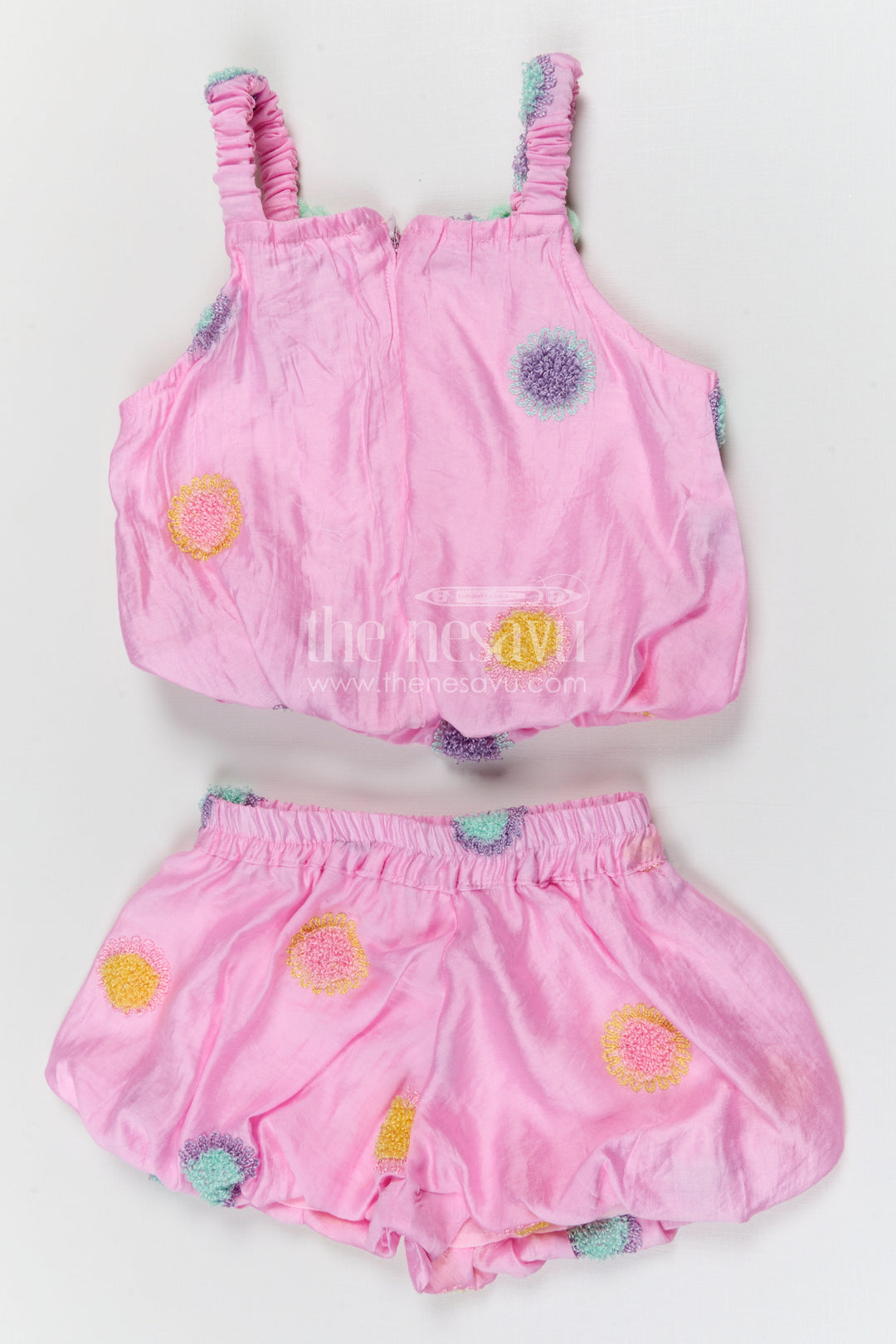 The Nesavu Girls Co-Ord Sets Girls Embroidered Co Ord Set for Summer Outings and Playful Days Nesavu Nesavu girls cotton blend embroidered co ord set for summer outings and casual play