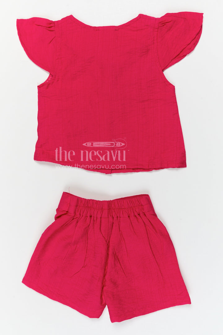 The Nesavu Girls Co-Ord Sets Girls Embroidered Co Ord Set for Summer Outings and Playful Days Nesavu Nesavu girls cotton blend embroidered co ord set for summer outings playdates and casual wear