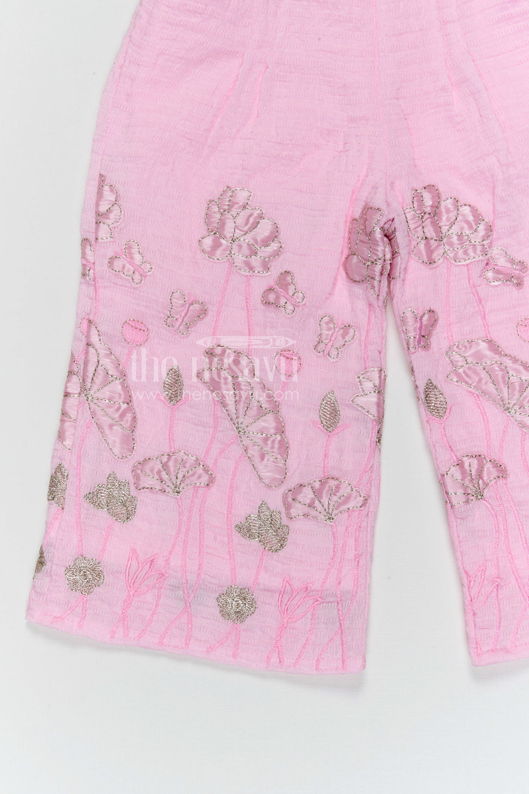 The Nesavu Girls Co-Ord Sets Girls Embroidered Cotton Co Ord Set for Summer Outings and Casual Wear Nesavu Nesavu girls tissue cotton embroidered co ord set for summer outings and casual wear