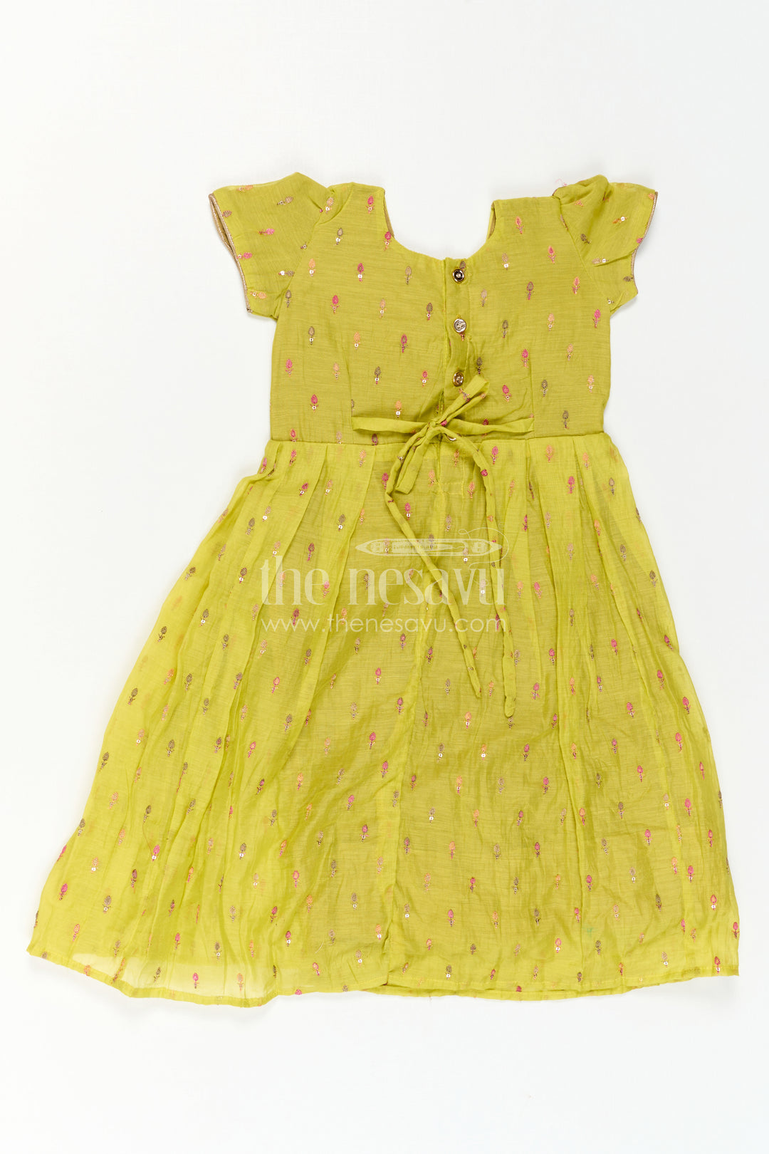 The Nesavu Girls Casual Gown Girls Embroidered Cotton Dress for Festive Outings and Parties Nesavu Nesavu Girls Embroidered Cotton Dress For Festive Outings And Family Celebrations With Pleated Flare