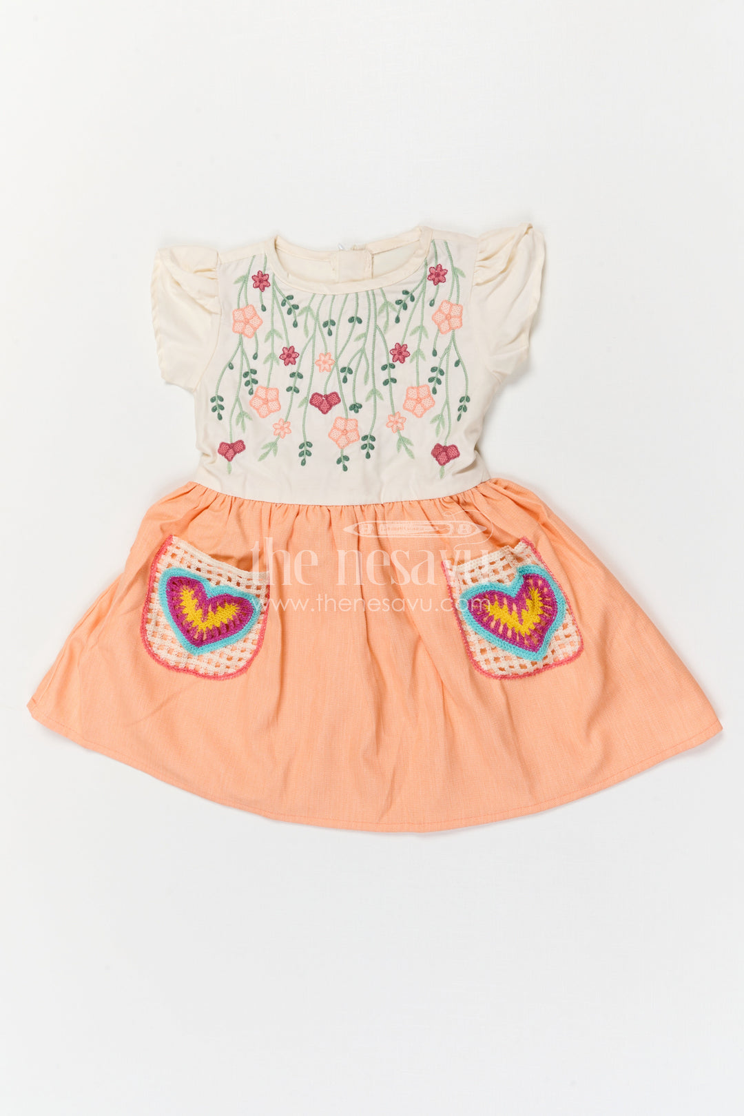 The Nesavu Girls Cotton Frock Girls Embroidered Cotton Frock for Festive Outings and Casual Celebrations Nesavu Nesavu Girls Cotton Embroidered Frock With Floral Design For Festive Outings And Birthdays