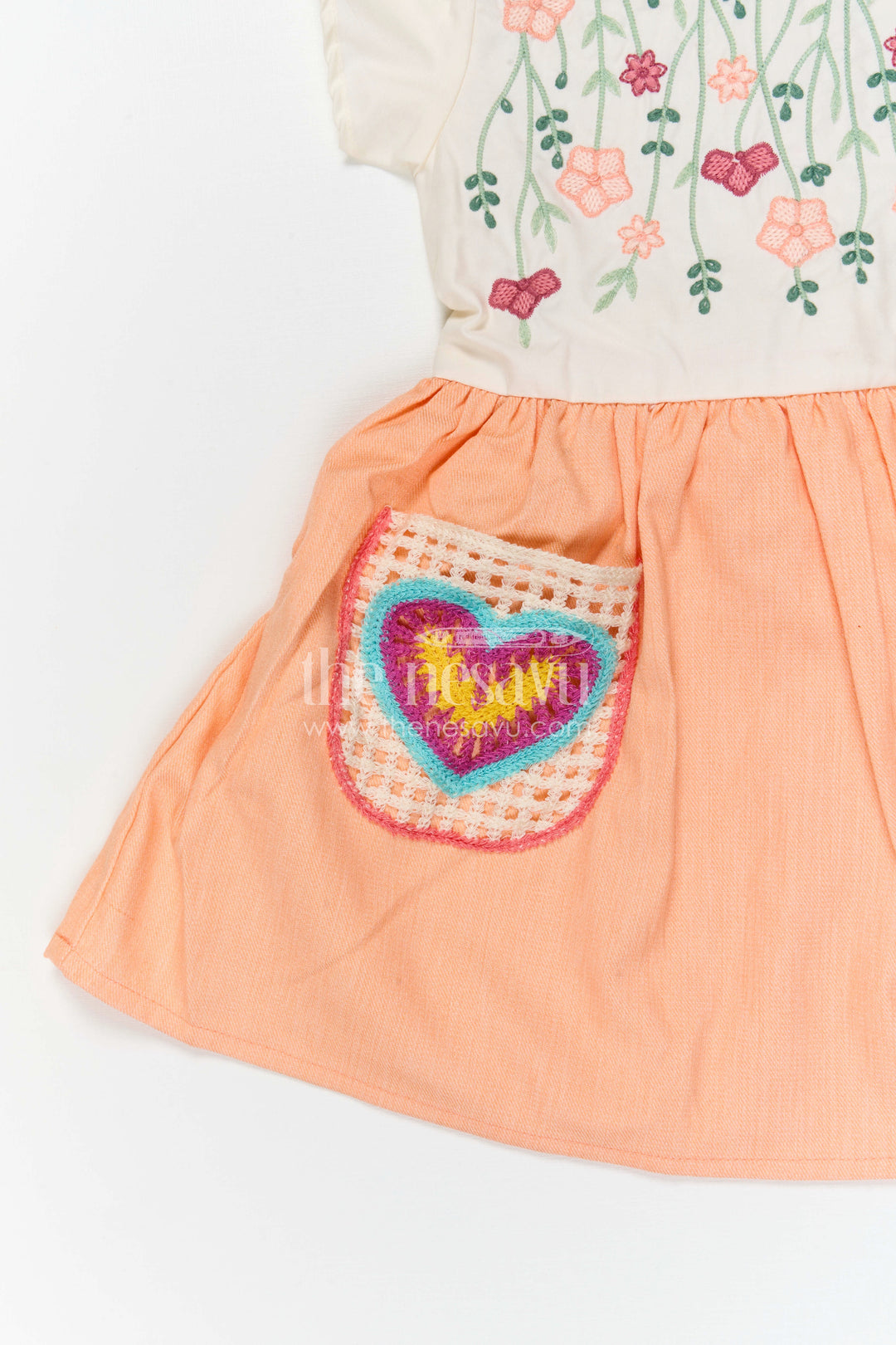 The Nesavu Girls Cotton Frock Girls Embroidered Cotton Frock for Festive Outings and Casual Celebrations Nesavu Nesavu Girls Cotton Embroidered Frock With Floral Design For Festive Outings And Birthdays