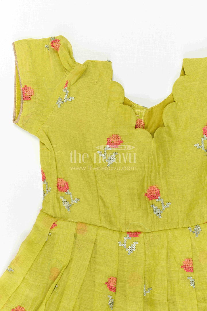 The Nesavu Girls Casual Gown Girls Embroidered Cotton Gown for Festive Family Celebrations Nesavu Nesavu Girls Embroidered Cotton Gown For Festive Celebrations And Birthday Party Wear For Kids