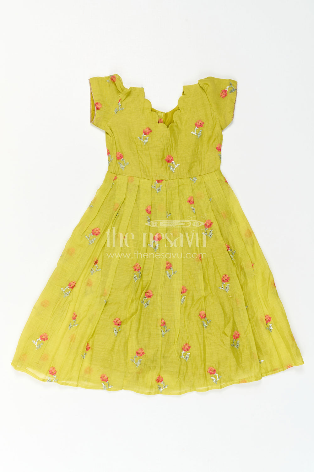 The Nesavu Girls Casual Gown Girls Embroidered Cotton Gown for Festive Family Celebrations Nesavu Nesavu Girls Embroidered Cotton Gown For Festive Celebrations And Birthday Party Wear For Kids