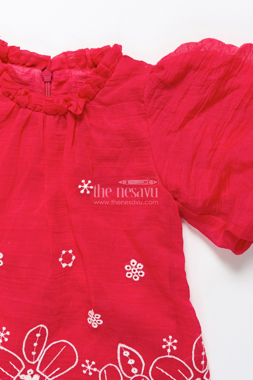 The Nesavu Girls Co-Ord Sets Girls Embroidered Cotton Plazo Set for Festive and Cultural Events Nesavu Nesavu girls embroidered plazo set traditional wear poojas cultural functions