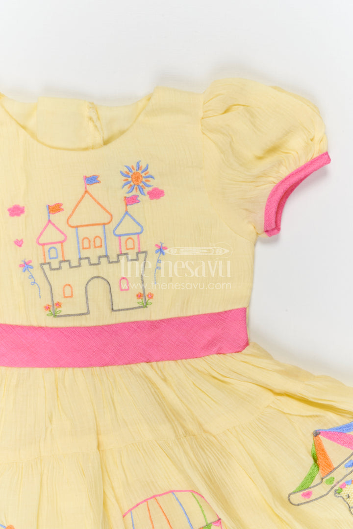 The Nesavu Girls Cotton Frock Girls Embroidered Frock for Carnival Parties and Fun Outings Nesavu Nesavu Girls Embroidered Cotton Frock For Carnival Parties And Playful Family Celebrations
