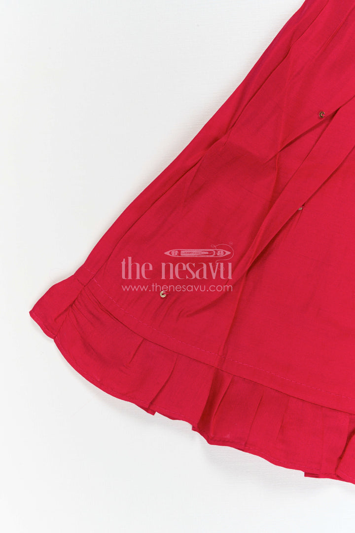 The Nesavu Girls Chanderi Frock Girls Embroidered Frock for Festive Outings and Family Functions Nesavu Nesavu Girls Chanderi Frock With Peacock Embroidery For Festive Outings And Celebrations