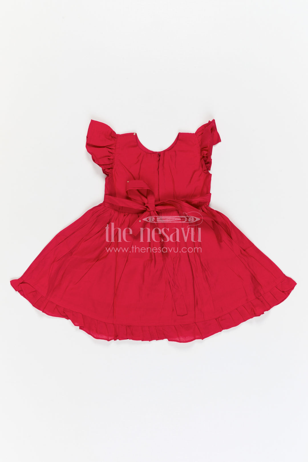 The Nesavu Girls Chanderi Frock Girls Embroidered Frock for Festive Outings and Family Functions Nesavu Nesavu Girls Chanderi Frock With Peacock Embroidery For Festive Outings And Celebrations