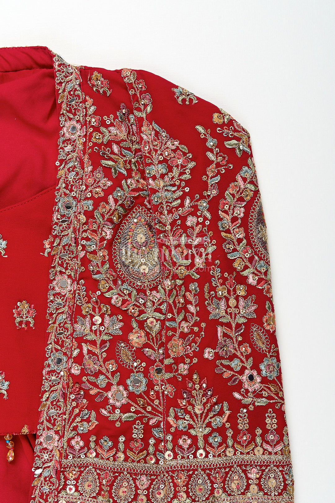 The Nesavu Girls Sharara / Plazo Set Girls embroidered jacket sharara set for weddings and parties Nesavu Nesavu girls georgette sharara set with designer embroidered jacket for weddings and parties