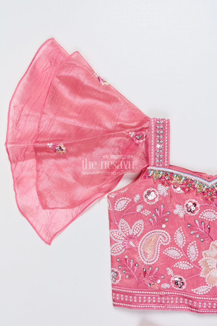 The Nesavu Girls Lehenga Choli Girls Embroidered Lehenga Choli for Festive Parties and Stage Events Nesavu Nesavu girls embroidered georgette lehenga choli statement sleeves parties events