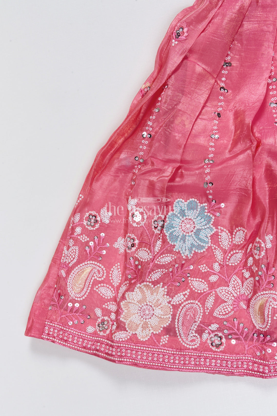 The Nesavu Girls Lehenga Choli Girls Embroidered Lehenga Choli for Festive Parties and Stage Events Nesavu Nesavu girls embroidered georgette lehenga choli statement sleeves parties events