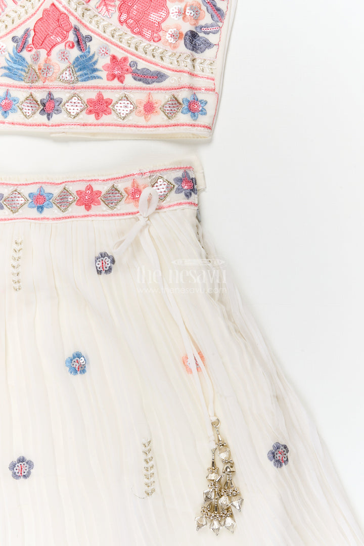 The Nesavu Girls Ethnic Lehenga Girls Embroidered Lehenga Choli Set for Festive Family Gatherings Nesavu Nesavu girls georgette lehenga choli with embroidery and contrast dupatta for weddings and celebrations