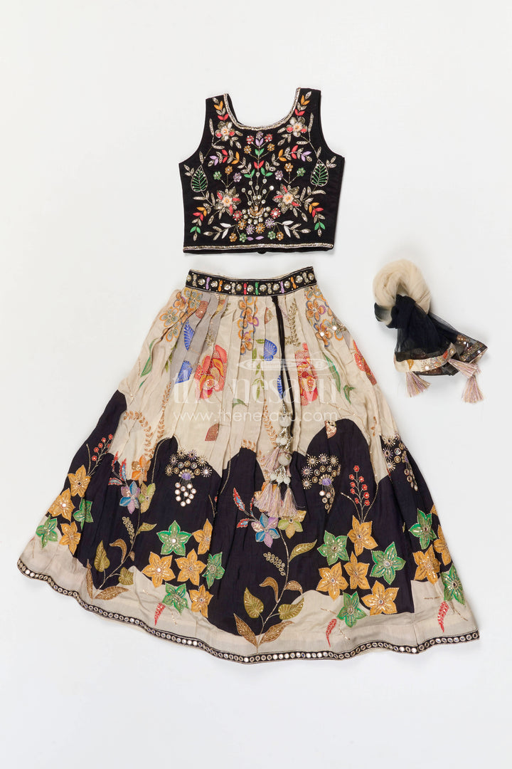 The Nesavu Girls Ethnic Lehenga Girls Embroidered Lehenga Set for Weddings and Grand Festive Occasions Nesavu Nesavu Girls Viscose Silk Embroidered Lehenga Set For Weddings Festive Celebrations And Special Occasions