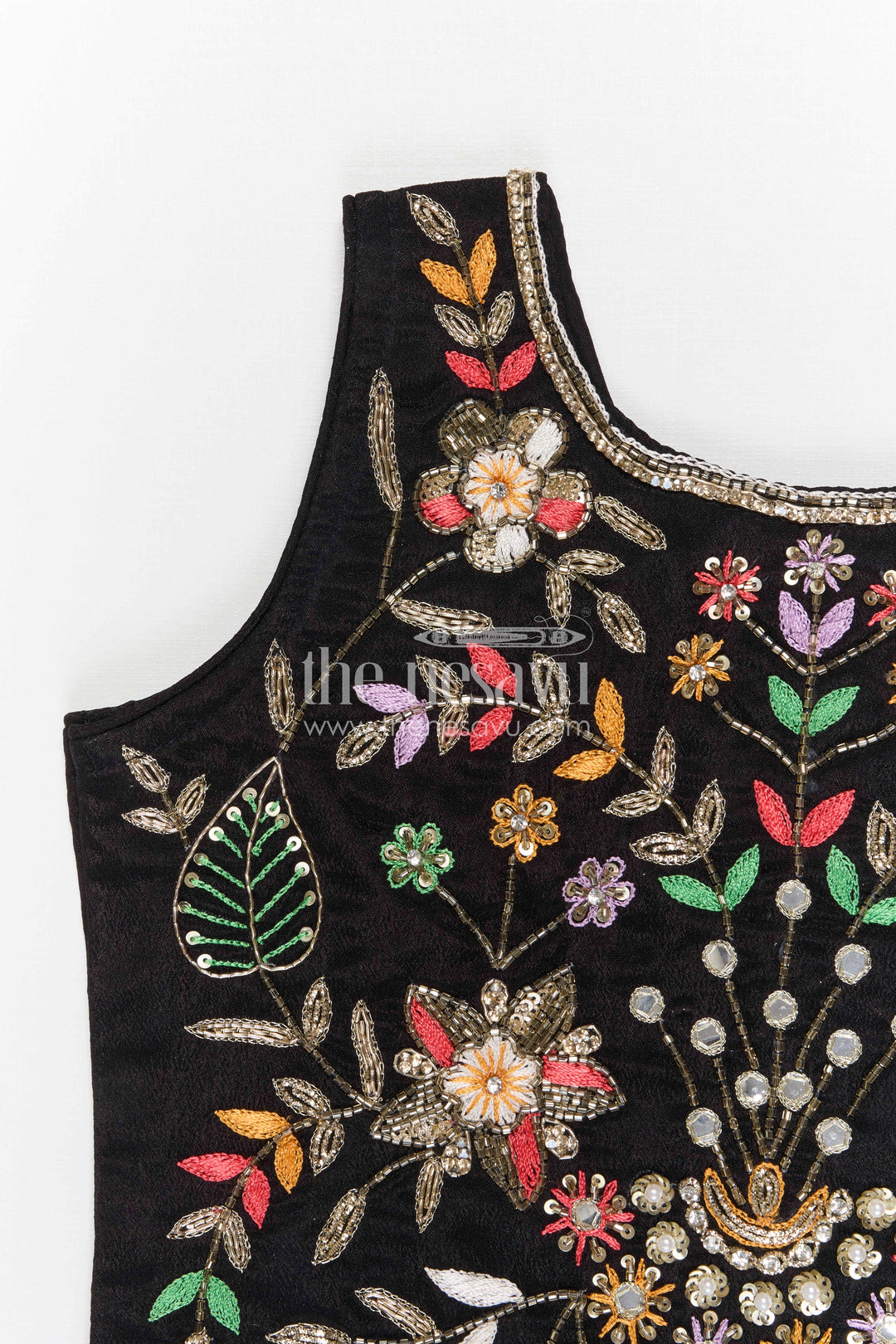 The Nesavu Girls Ethnic Lehenga Girls Embroidered Lehenga Set for Weddings and Grand Festive Occasions Nesavu Nesavu Girls Viscose Silk Embroidered Lehenga Set For Weddings Festive Celebrations And Special Occasions