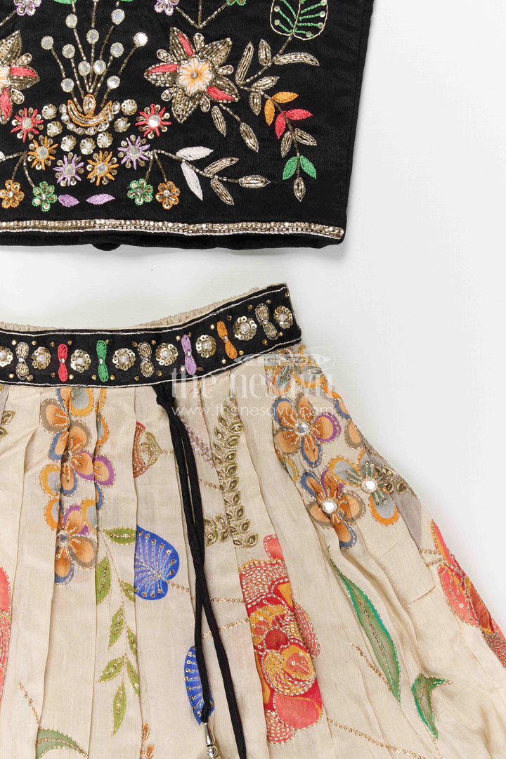 The Nesavu Girls Ethnic Lehenga Girls Embroidered Lehenga Set for Weddings and Grand Festive Occasions Nesavu Nesavu Girls Viscose Silk Embroidered Lehenga Set For Weddings Festive Celebrations And Special Occasions