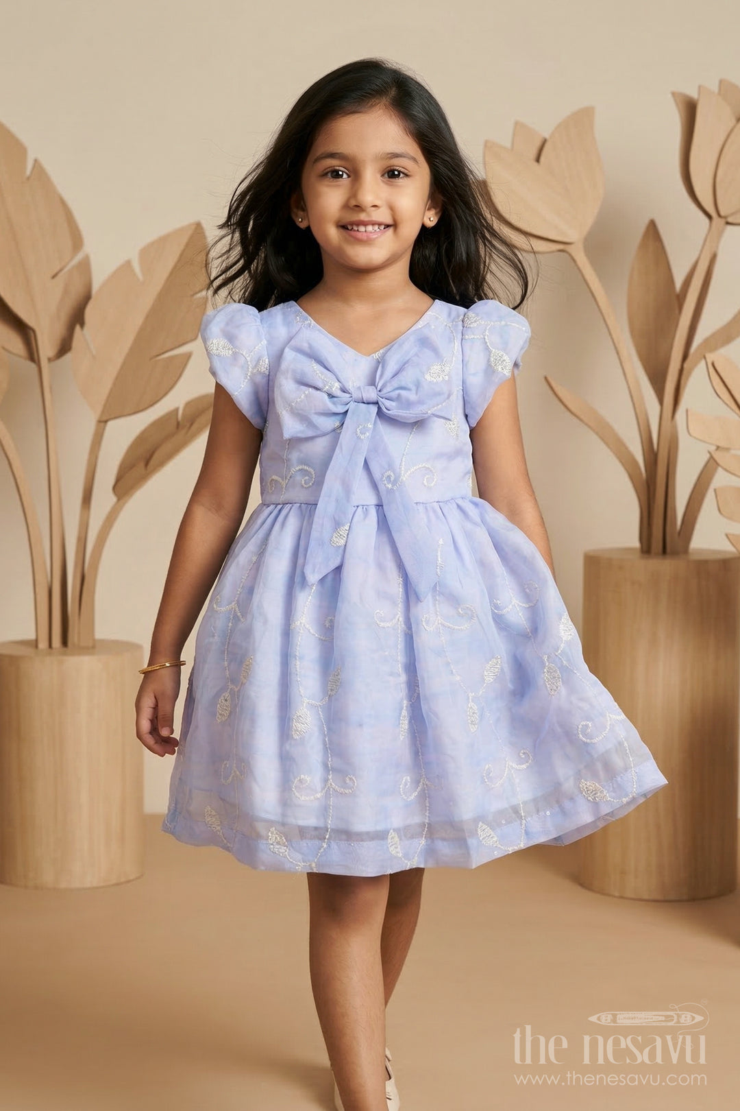 The Nesavu Girls Cotton Frock Girls Embroidered Party Frock for Birthdays and Special Occasions Nesavu 20 (3Y) / Blue / Cotton Blend GFC2130A-20 Nesavu girls embroidered party frock for birthdays celebrations and special occasion dresses