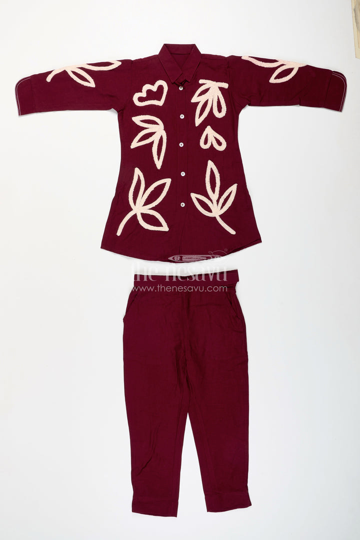 The Nesavu Girls Co-Ord Sets Girls Embroidered Plazzo Set for Casual Festive Days and School Functions Nesavu Nesavu girls embroidered plazzo kurta set soft viscose  ideal casual festive ethnic days