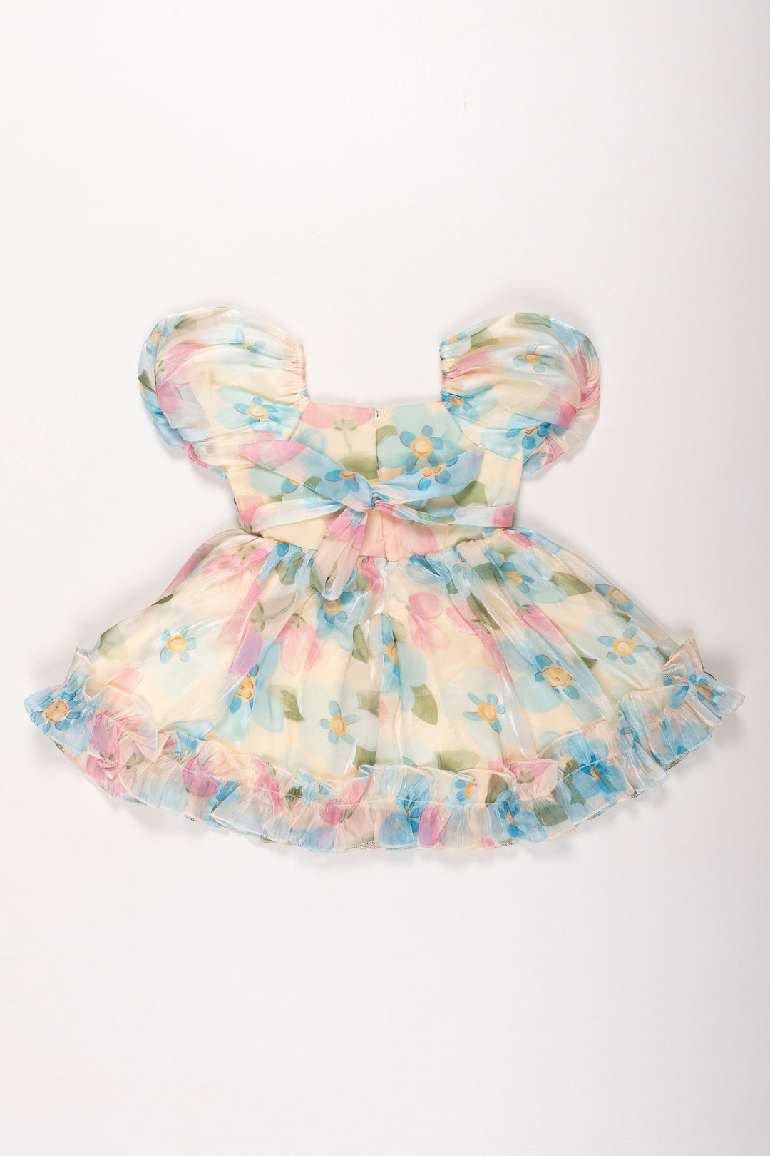 The Nesavu Girls Fancy Party Frock Girls Enchanted Blossom Organza Party Frock - Whimsical Floral Elegance Nesavu Whimsical Floral Organza Frock for Girls | Perfect Party Wear | The Nesavu
