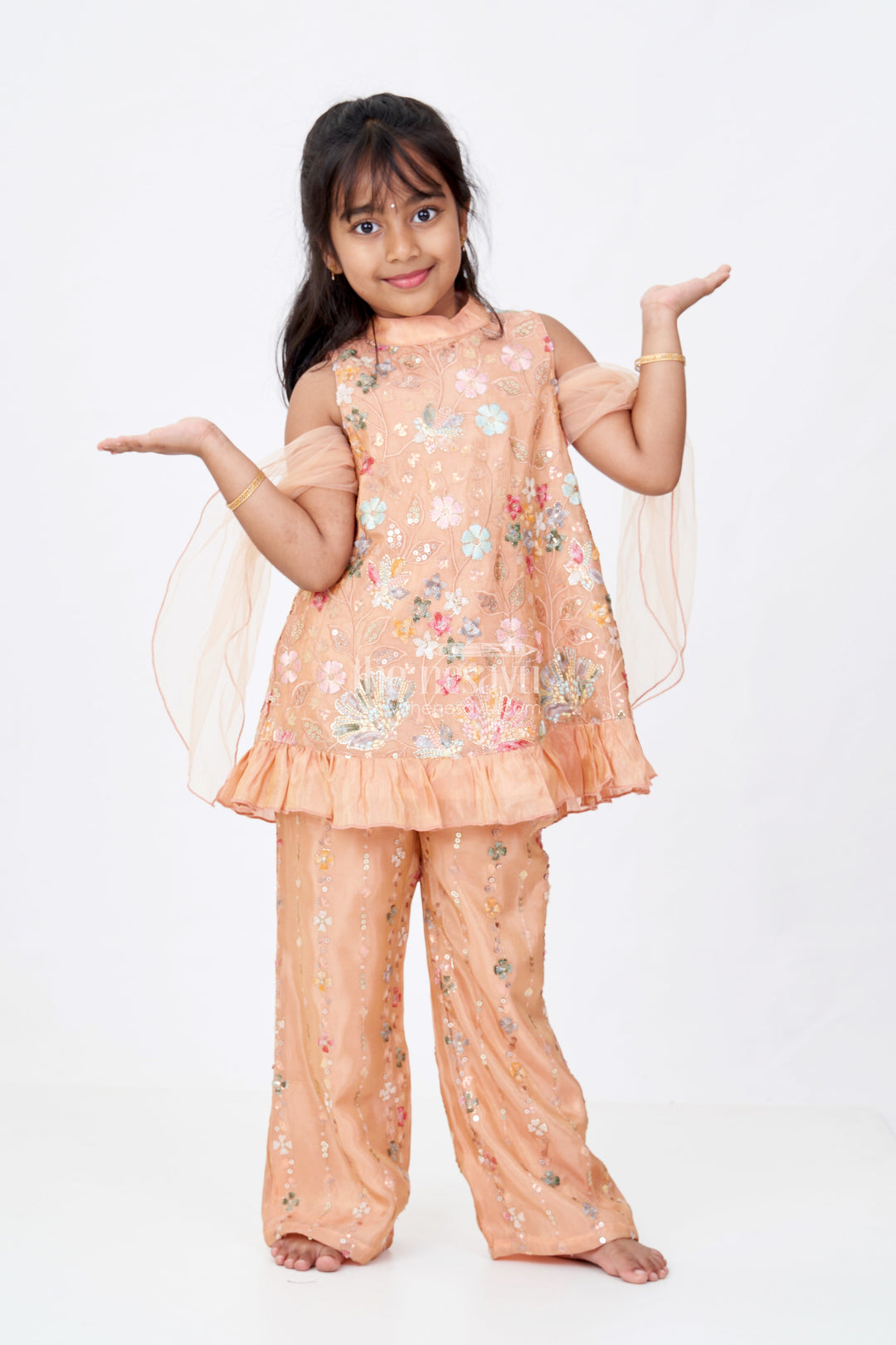 The Nesavu Girls Churidar Sets Girls Ethnic Churidar Set in Shimmer Viscose Silk with Designer Embroidery and Dupatta Nesavu 16 (1Y) / Peach GPS557A-16 Nesavu Girls Ethnic Churidar Set Shimmer Viscose Silk Designer Embroidery Dupatta