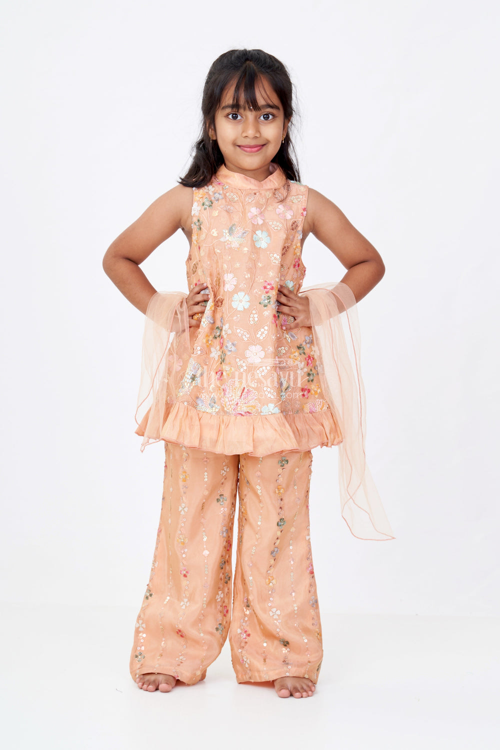 The Nesavu Girls Churidar Sets Girls Ethnic Churidar Set in Shimmer Viscose Silk with Designer Embroidery and Dupatta Nesavu Nesavu Girls Ethnic Churidar Set Shimmer Viscose Silk Designer Embroidery Dupatta