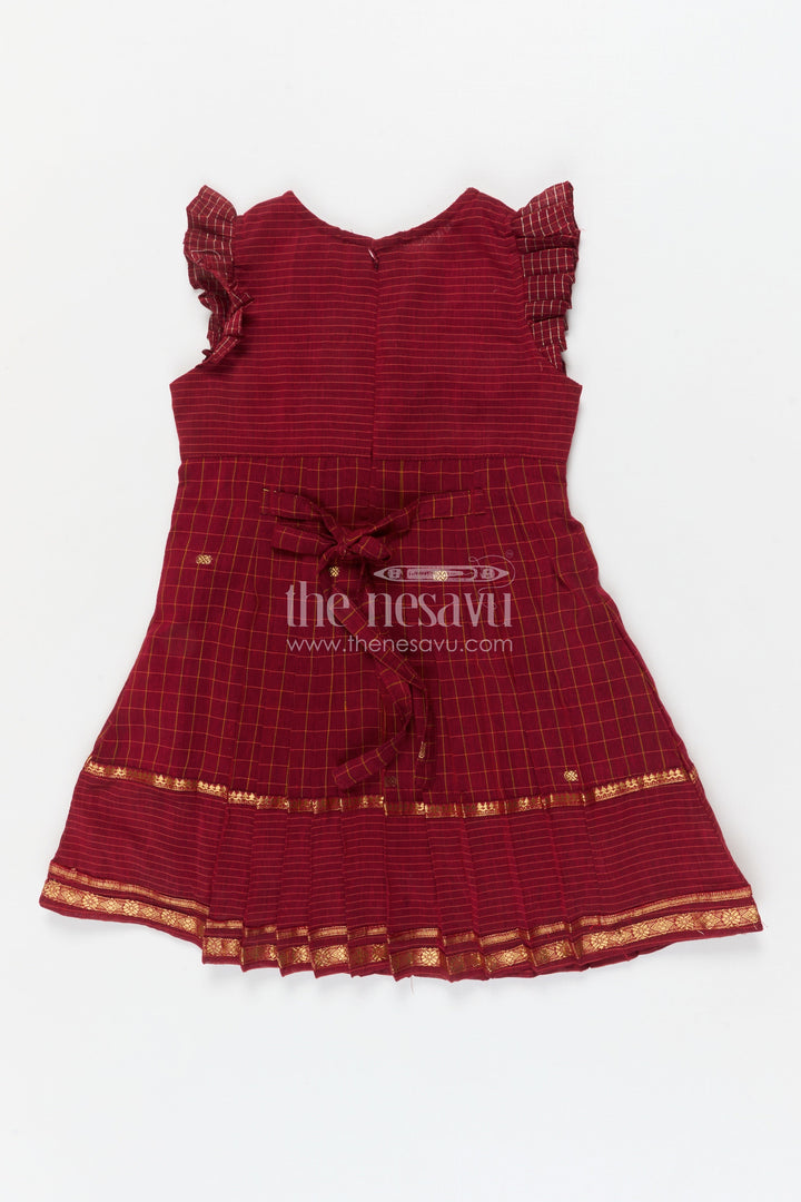 The Nesavu Girls Cotton Frock Girls Ethnic Cotton Frock for Festivals and Family Gatherings Nesavu Nesavu ethnic girls cotton frock with gold border for festive family functions and cultural events