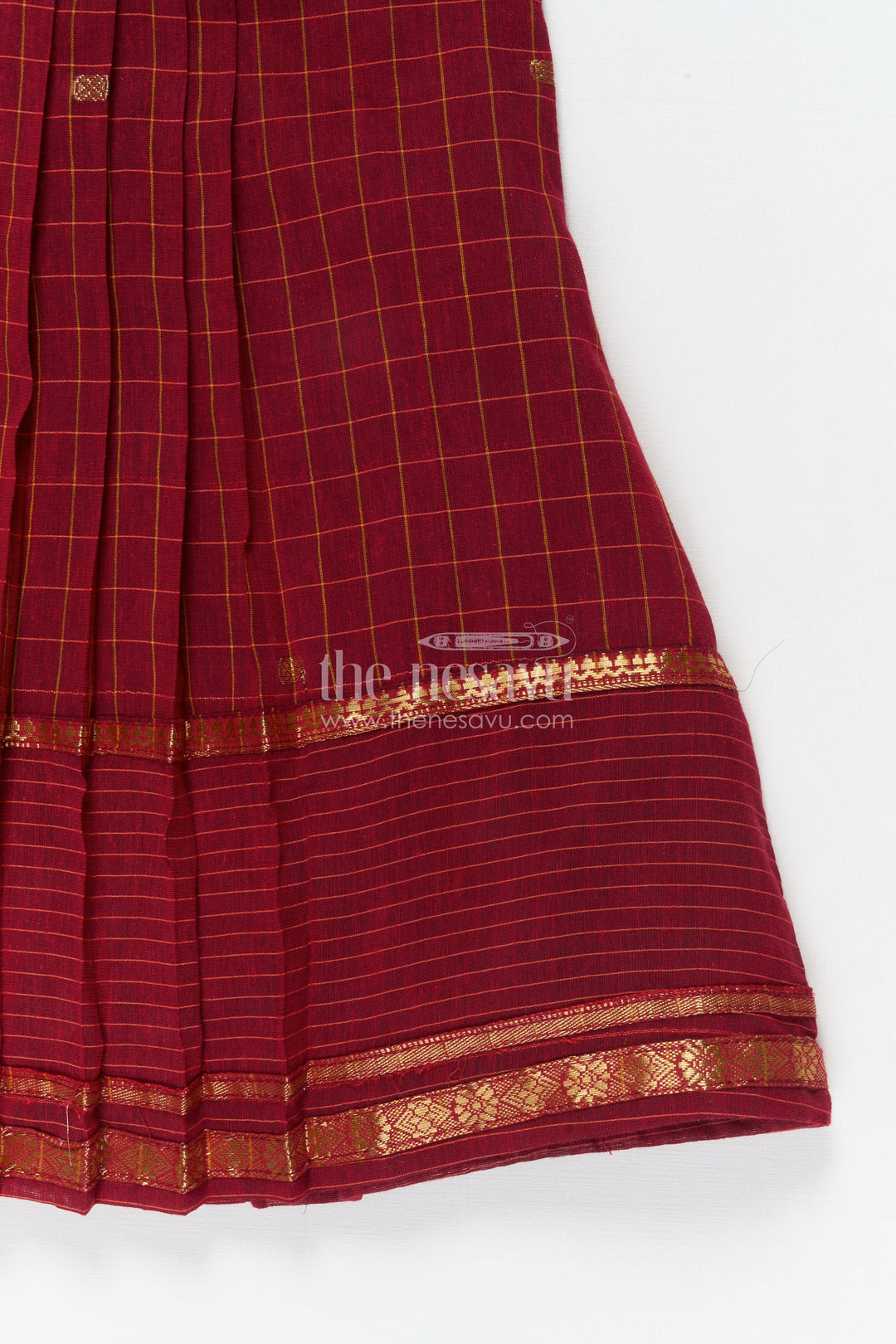 The Nesavu Girls Cotton Frock Girls Ethnic Cotton Frock for Festivals and Family Gatherings Nesavu Nesavu ethnic girls cotton frock with gold border for festive family functions and cultural events