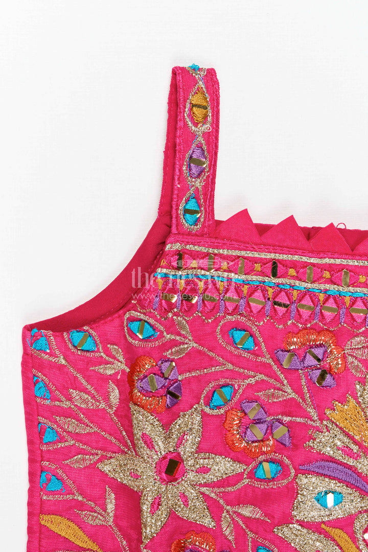 The Nesavu Girls Ethnic Lehenga Girls Ethnic Lehenga Choli for Weddings and Festive Occasions Nesavu Nesavu Girls Georgette Lehenga Choli With Designer Mirror Embroidery For Weddings And Festive Occasions