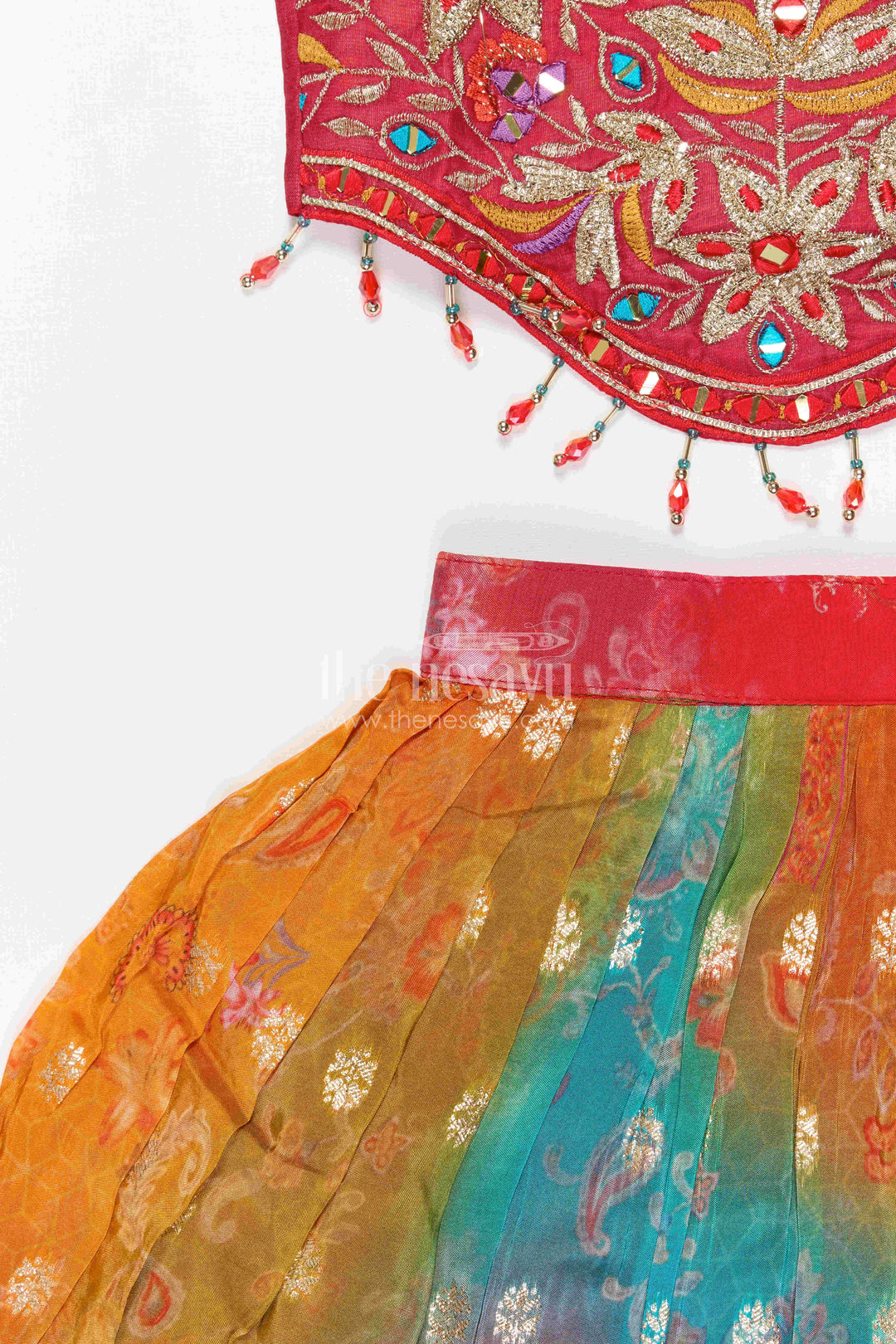 The Nesavu Girls Ethnic Lehenga Girls Ethnic Lehenga Choli for Weddings and Festive Occasions Nesavu Nesavu Girls Georgette Lehenga Choli With Designer Mirror Embroidery For Weddings And Festive Occasions